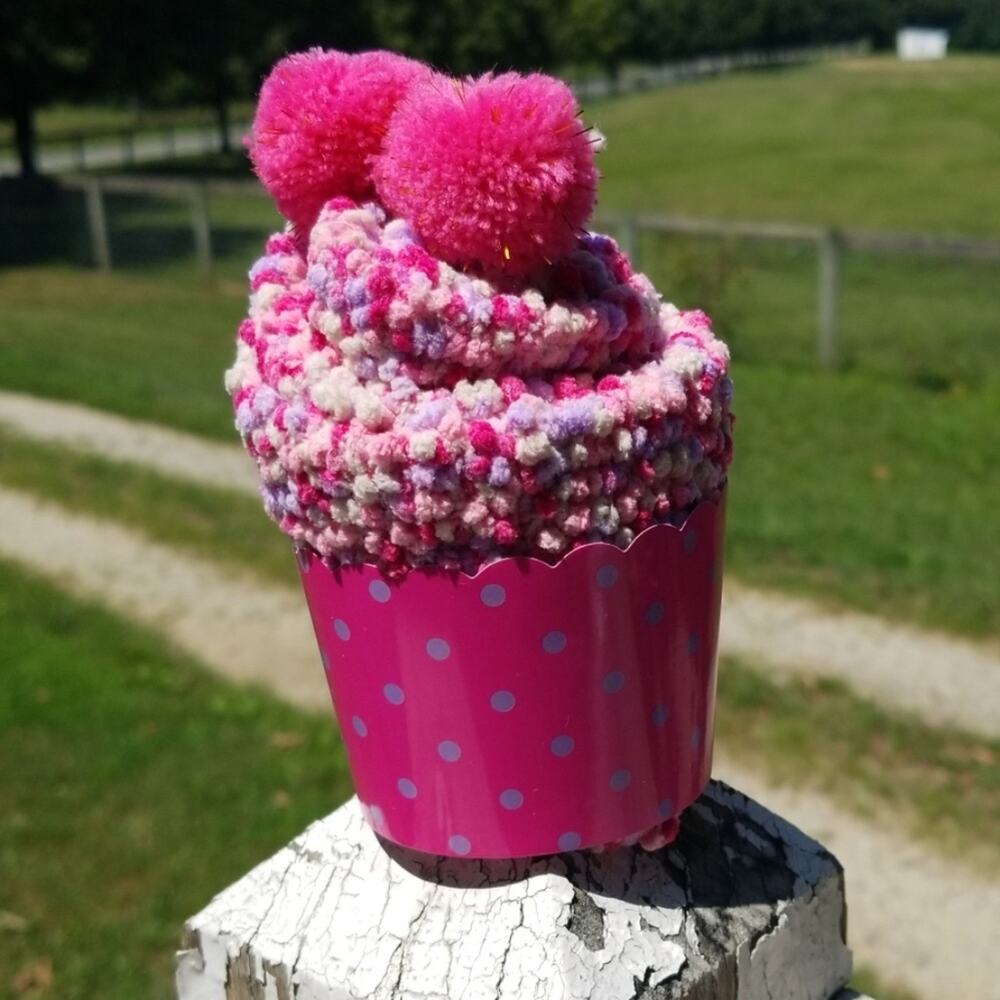 Strawberry pompom cupcake socks one size gift box pink